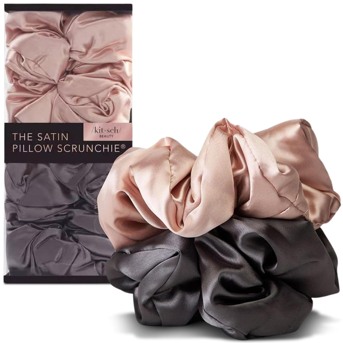 Kitsch Ultra-Petite Satin Scrunchies for Women - No Crease, Frizz-Free Sleep | Softer Than Silk Scrunchies Gentle On Hair Scrunchies for All Hair Types | Stylish Hair Accessories - Eucalyptus, 6pcs
