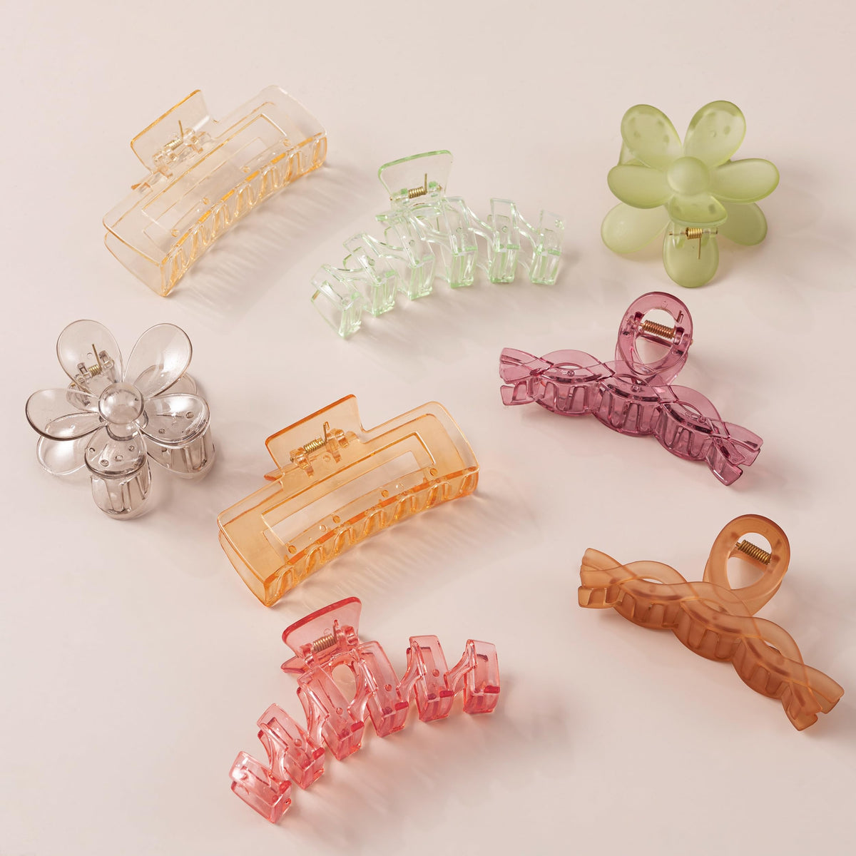 8PCS Hair Clips for Women, Flower Claw Clips for Thick Hair, Non-Slip Hair Accessories with Multi-Styles, Neutral Colors Hair Claw Clips and Variety Pack, Ideal for Girls