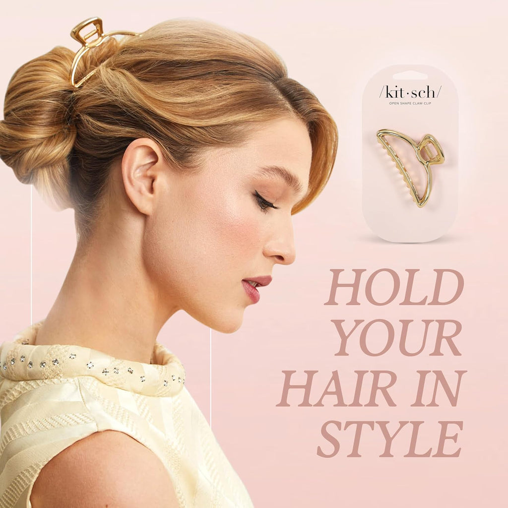 Kitsch Metal Hair Clips for Women - Durable & Elegant Metal Claw Clips, Perfect for Everyday Use & Special Occasions - Gold, 1 Pc