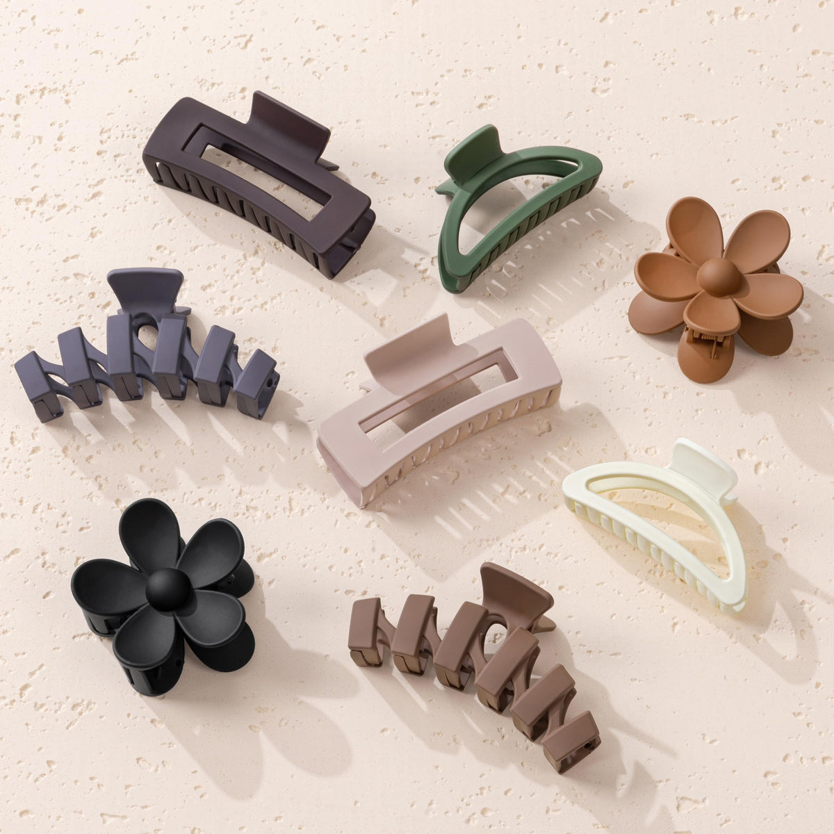 8PCS Hair Clips for Women, Flower Claw Clips for Thick Hair, Non-Slip Hair Accessories with Multi-Styles, Neutral Colors Hair Claw Clips and Variety Pack, Ideal for Girls