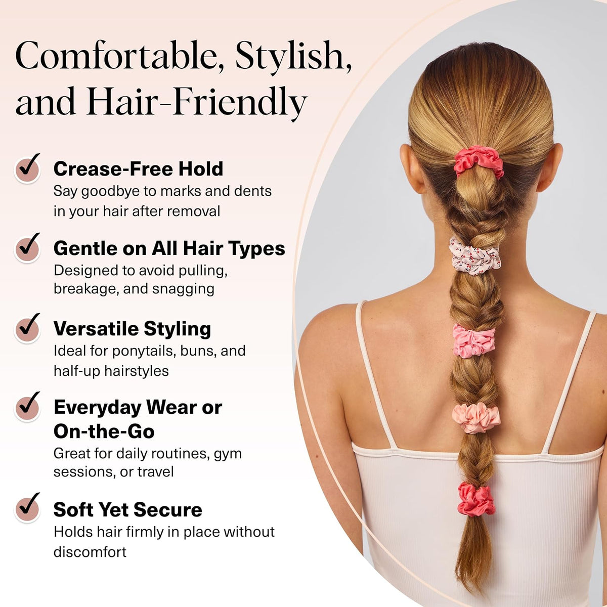 Kitsch Ultra-Petite Satin Scrunchies for Women - No Crease, Frizz-Free Sleep | Softer Than Silk Scrunchies Gentle On Hair Scrunchies for All Hair Types | Stylish Hair Accessories- Cherry Blossom, 5pcs