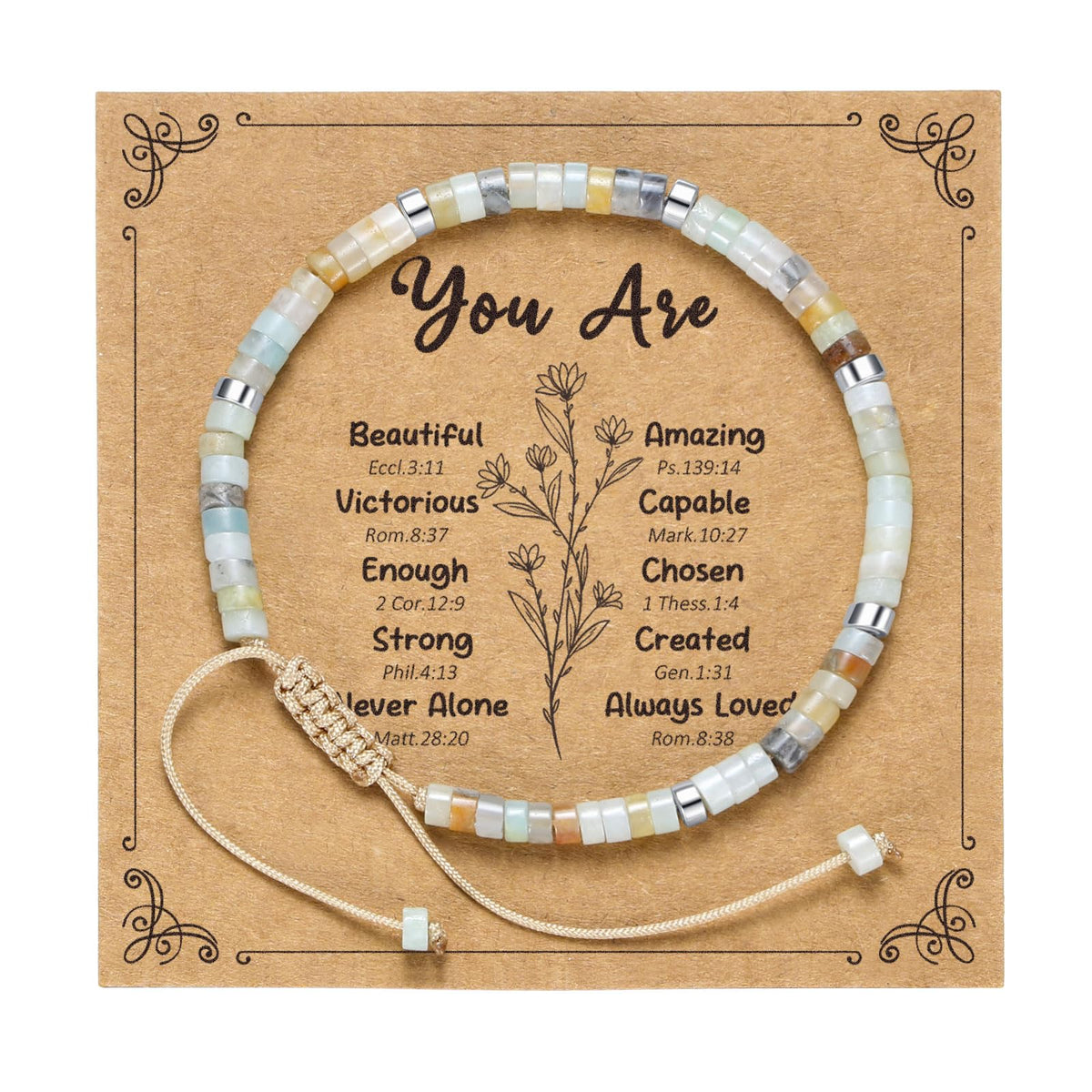 yupoxiu Inspirational Gifts Healing Natural Stone Bracelets - Thinking of You, Get Well Soon Encouragement Gifts Strength Bracelets for Women Friends Sister, Christmas Stocking Stuffers Thanksgiving Basket