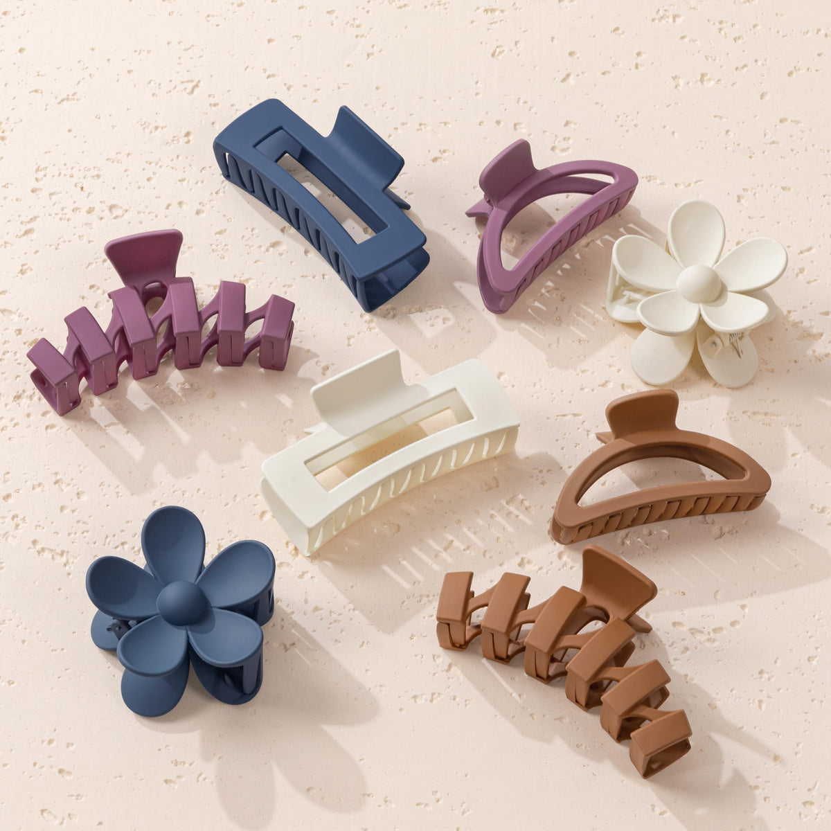 8PCS Hair Clips for Women, Flower Claw Clips for Thick Hair, Non-Slip Hair Accessories with Multi-Styles, Neutral Colors Hair Claw Clips and Variety Pack, Ideal for Girls