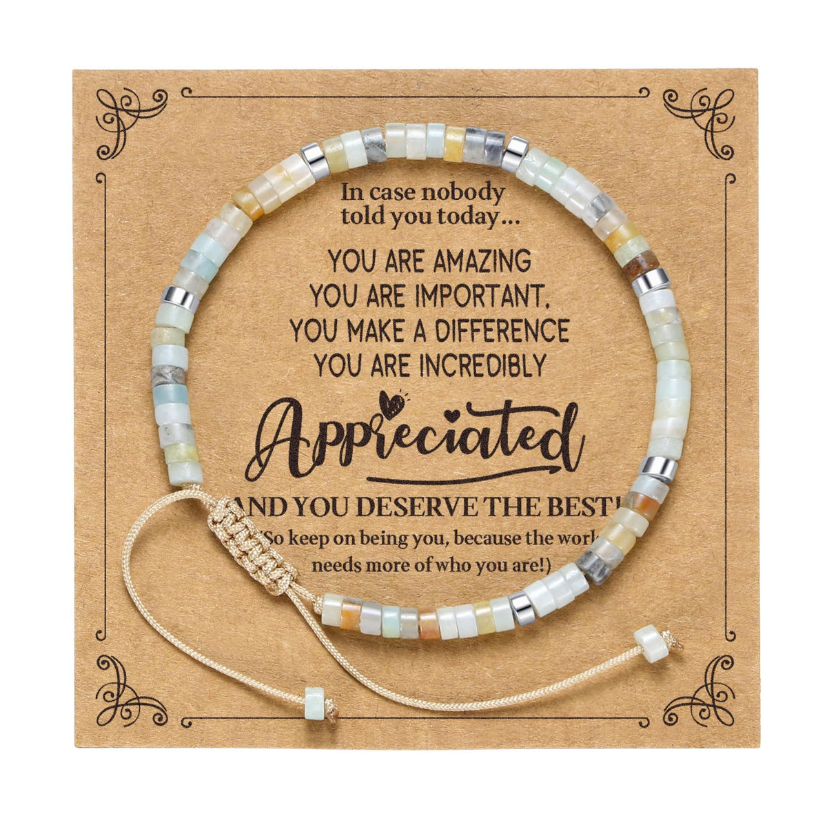 yupoxiu Inspirational Gifts Healing Natural Stone Bracelets - Thinking of You, Get Well Soon Encouragement Gifts Strength Bracelets for Women Friends Sister, Christmas Stocking Stuffers Thanksgiving Basket