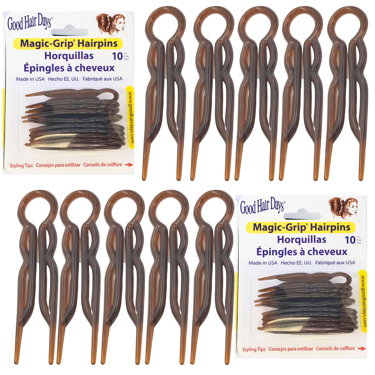 Magic-Grip Hair Pins Set of 10 by Good Hair Days Color: Shell