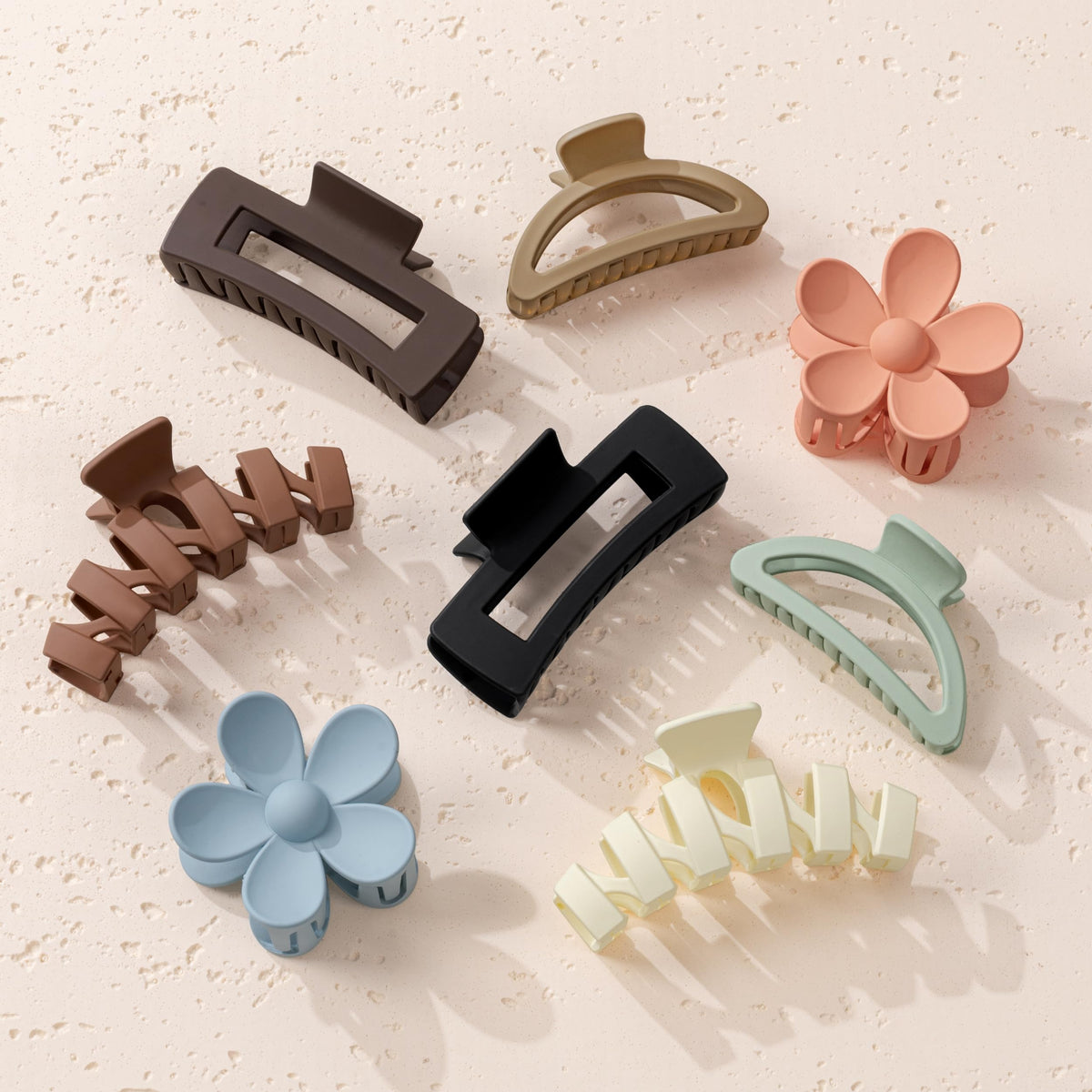 8PCS Hair Clips for Women, Flower Claw Clips for Thick Hair, Non-Slip Hair Accessories with Multi-Styles, Neutral Colors Hair Claw Clips and Variety Pack, Ideal for Girls