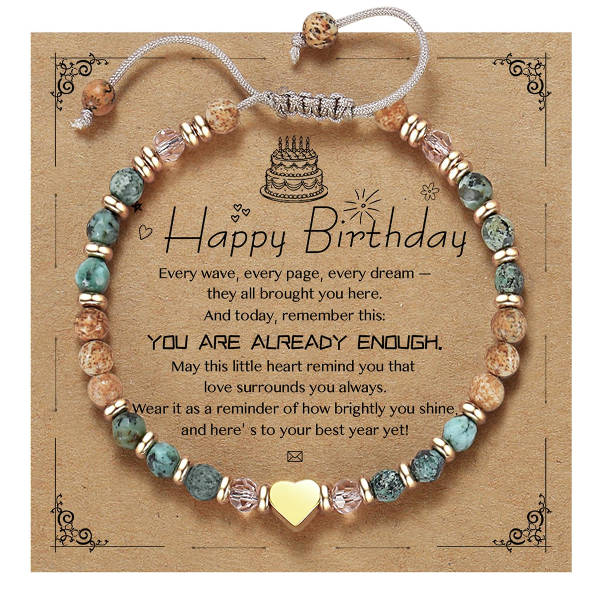 yupoxiu Inspirational Gifts for Women Birthday - Natural Stone Bracelets, Thinking of You Get Well Soon Gifts for Women Friend Sister