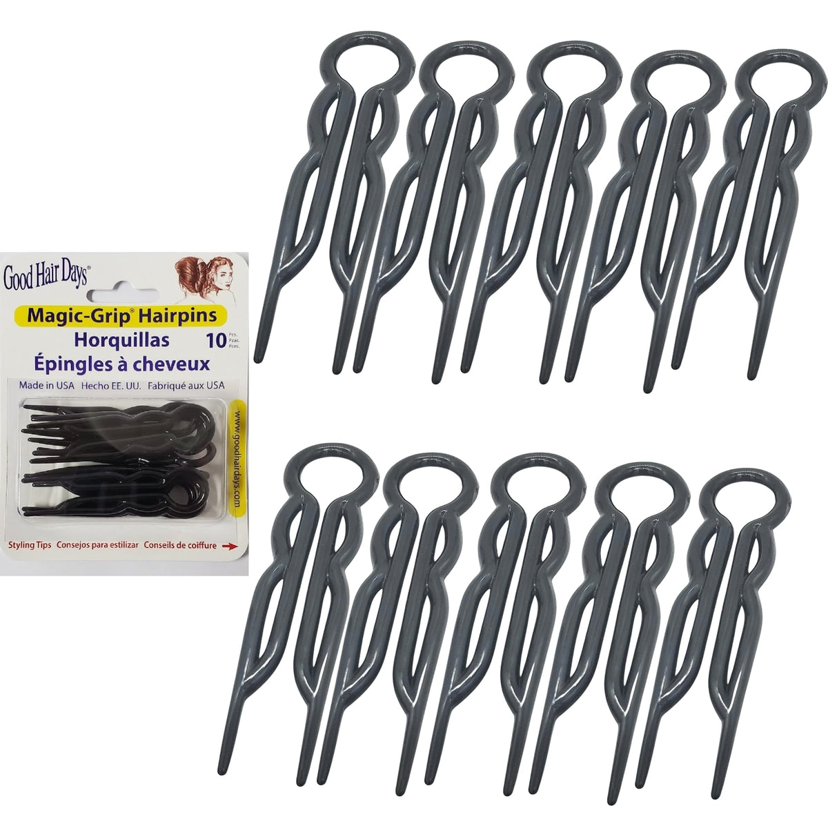 Magic-Grip Hair Pins Set of 10 by Good Hair Days Color: Shell