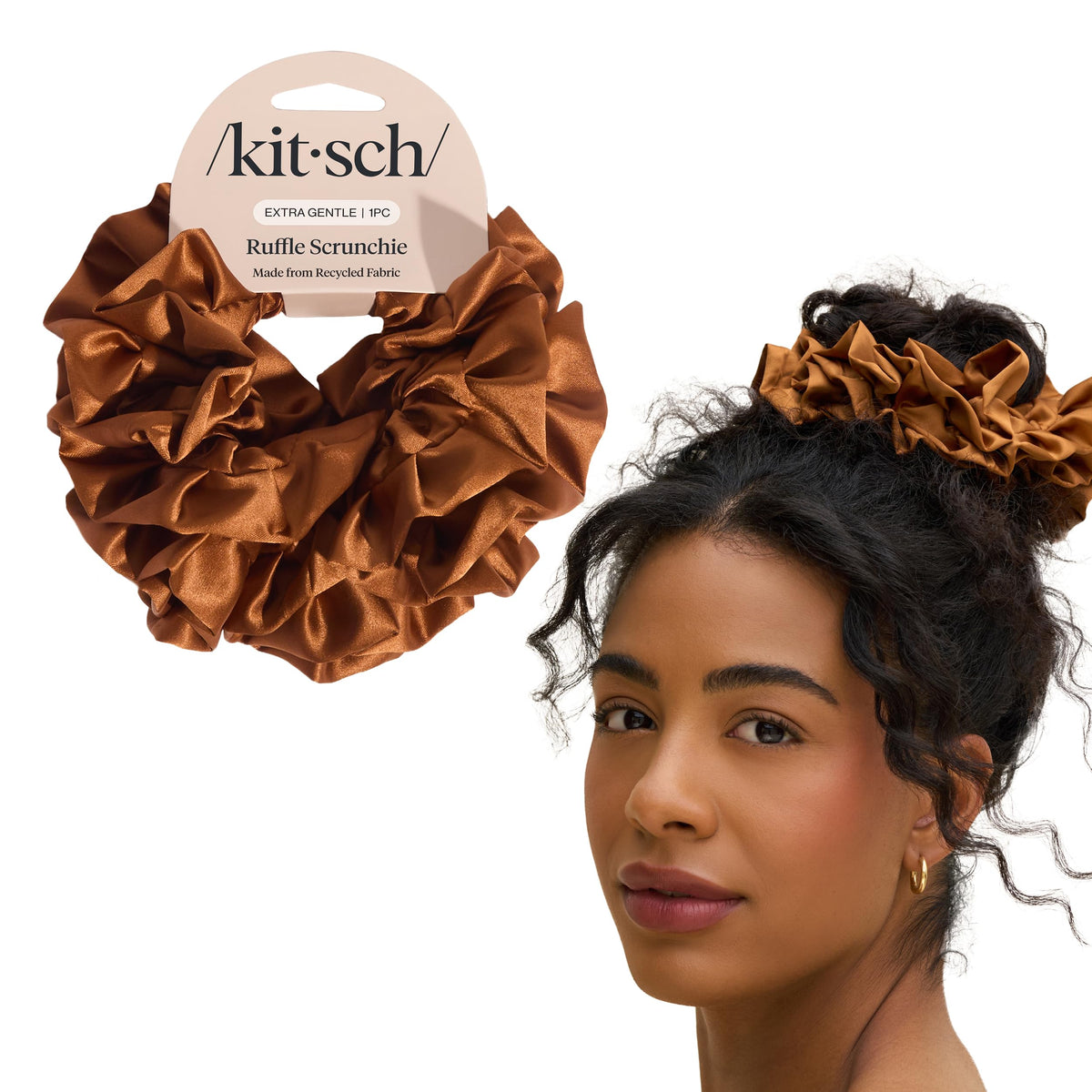 Kitsch Ultra-Petite Satin Scrunchies for Women - No Crease, Frizz-Free Sleep | Softer Than Silk Scrunchies Gentle On Hair Scrunchies for All Hair Types | Stylish Hair Accessories- Cherry Blossom, 5pcs
