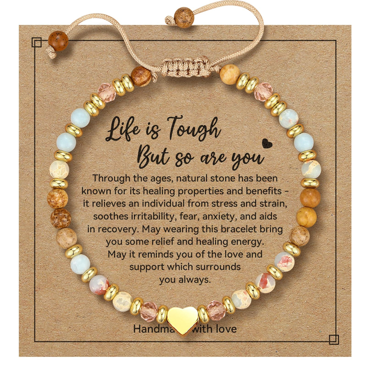 yupoxiu Inspirational Gifts for Women Birthday - Natural Stone Bracelets, Thinking of You Get Well Soon Gifts for Women Friend Sister