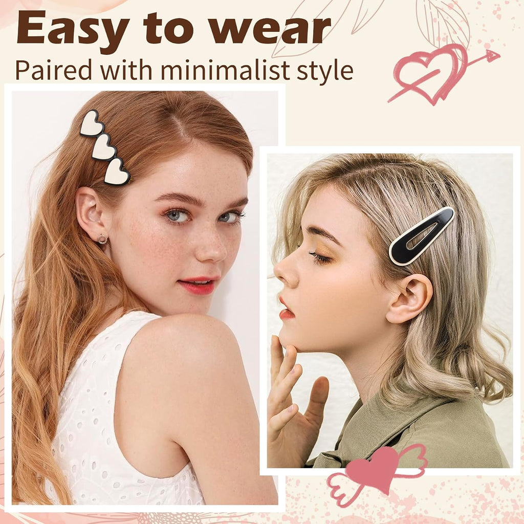 Gingbiss 18 Pcs Hair Clips for Women Girls, Black White Checker Cute Hair Barrettes with Storage Box, No Bend Korean Styling Minimalist Hair Accessories, Gift for Women Girls