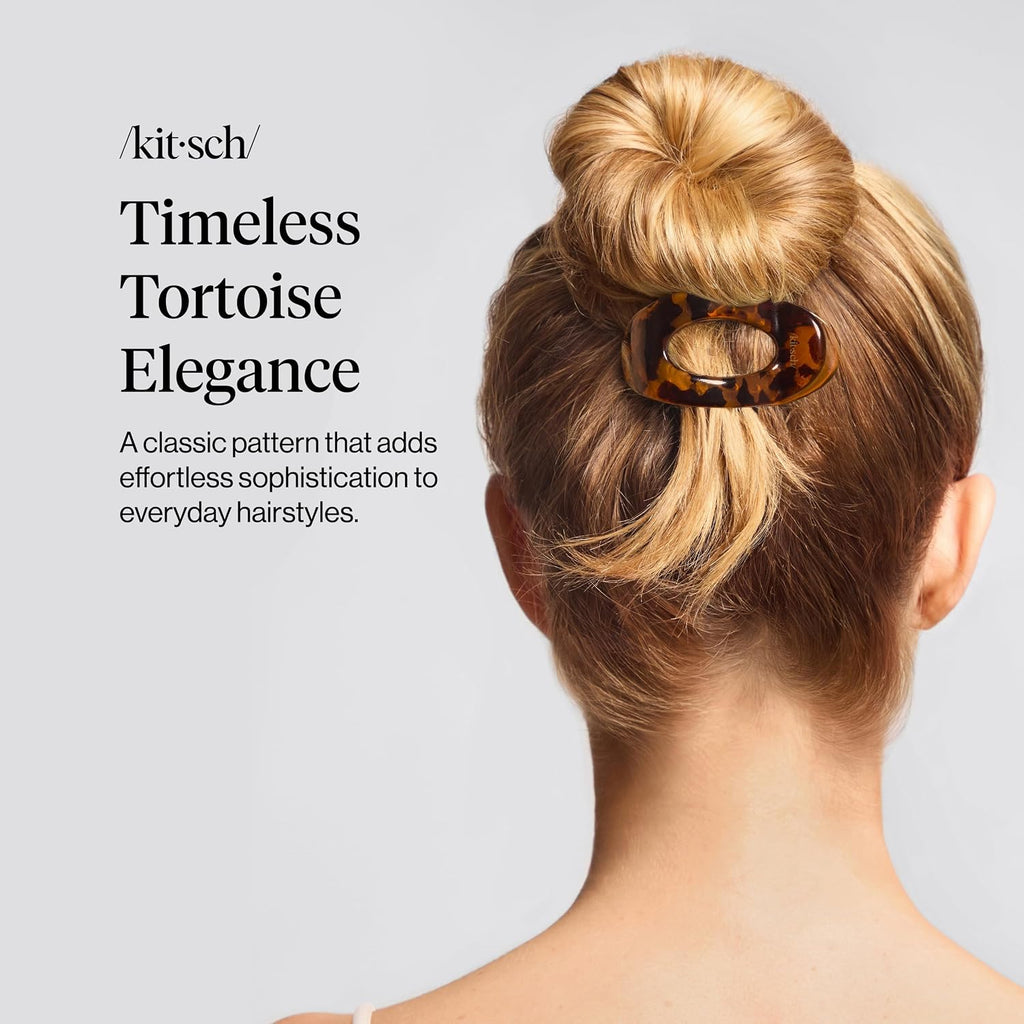 Kitsch Small Flat Claw Clips for Women - Stylish Flat Hair Clips, Strong Hold for Thick & Fine Hair | Non-Slip for Secure, Comfortable All-Day Wear -Tortoise Design