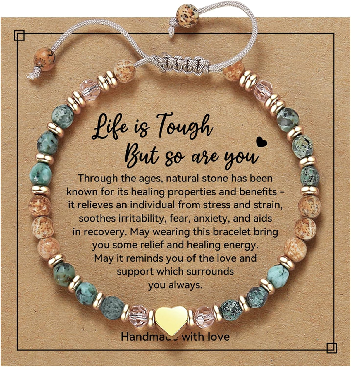 yupoxiu Inspirational Gifts for Women Birthday - Natural Stone Bracelets, Thinking of You Get Well Soon Gifts for Women Friend Sister
