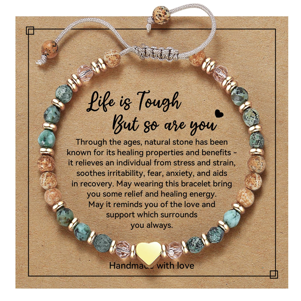 yupoxiu Inspirational Gifts for Women Birthday - Natural Stone Bracelets, Thinking of You Get Well Soon Gifts for Women Friend Sister