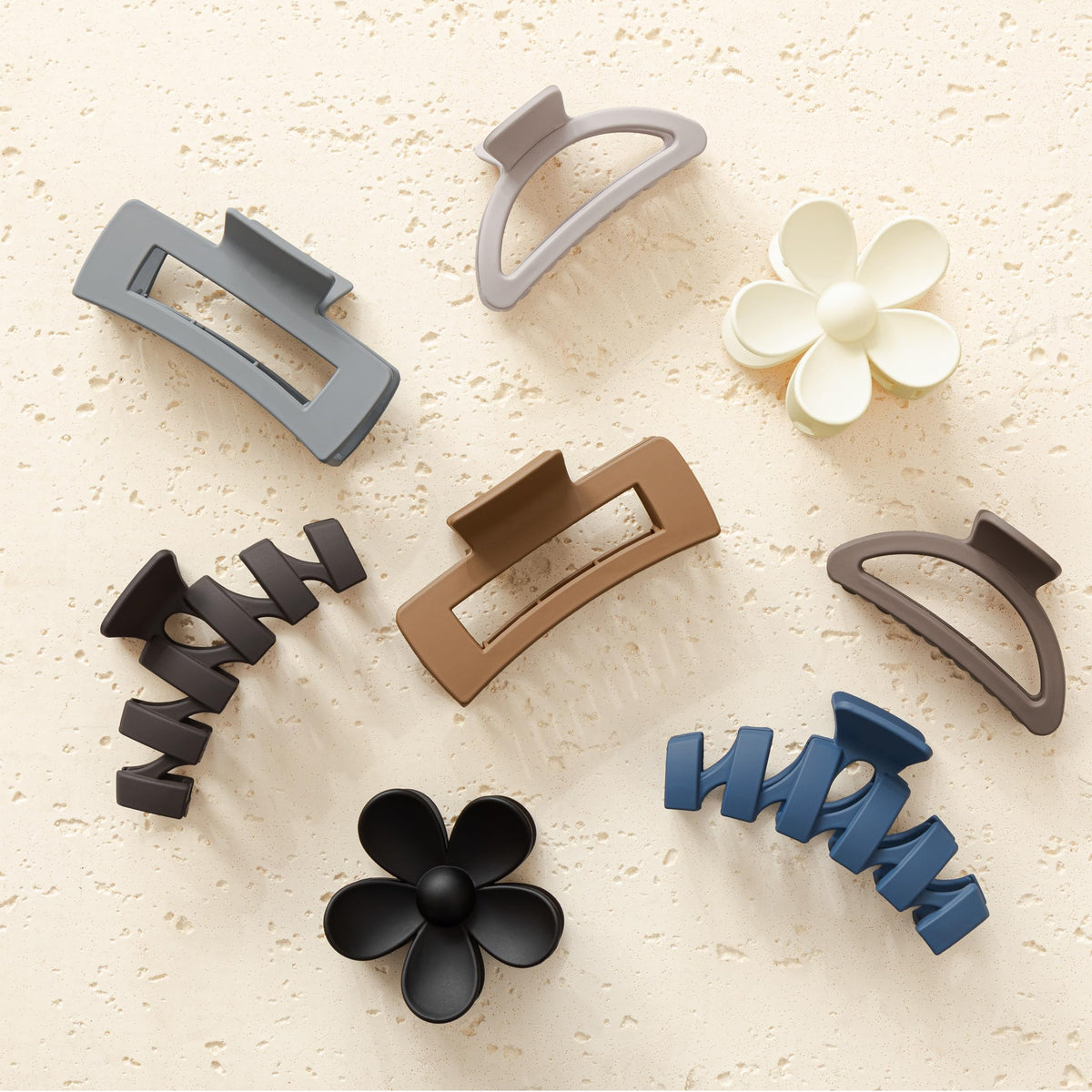 8PCS Hair Clips for Women, Flower Claw Clips for Thick Hair, Non-Slip Hair Accessories with Multi-Styles, Neutral Colors Hair Claw Clips and Variety Pack, Ideal for Girls