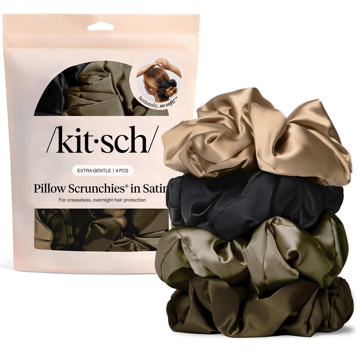 Kitsch Ultra-Petite Satin Scrunchies for Women - No Crease, Frizz-Free Sleep | Softer Than Silk Scrunchies Gentle On Hair Scrunchies for All Hair Types | Stylish Hair Accessories- Cherry Blossom, 5pcs