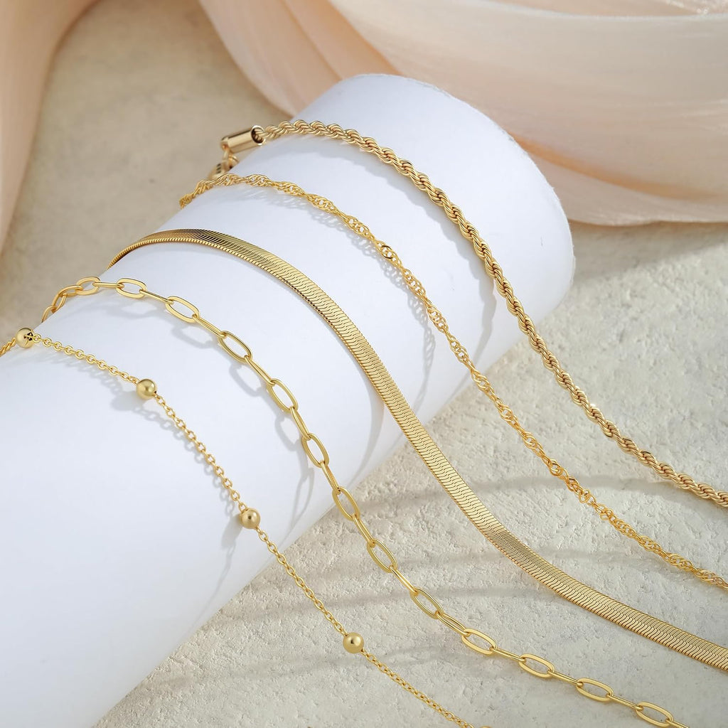 BERISO Gold Bracelets for Women, Elegant Adjustable 14K Gold Plated Bracelet for Women, Trendy Minimalist Dainty Gold Bracelet for Everyday Wear