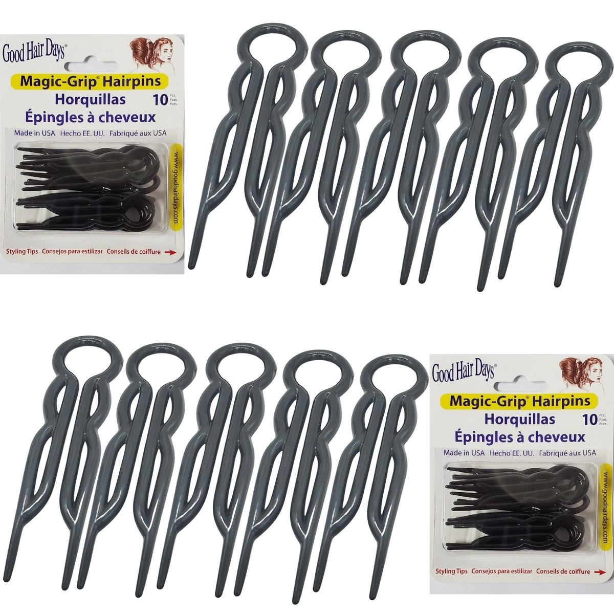 Magic-Grip Hair Pins Set of 10 by Good Hair Days Color: Shell