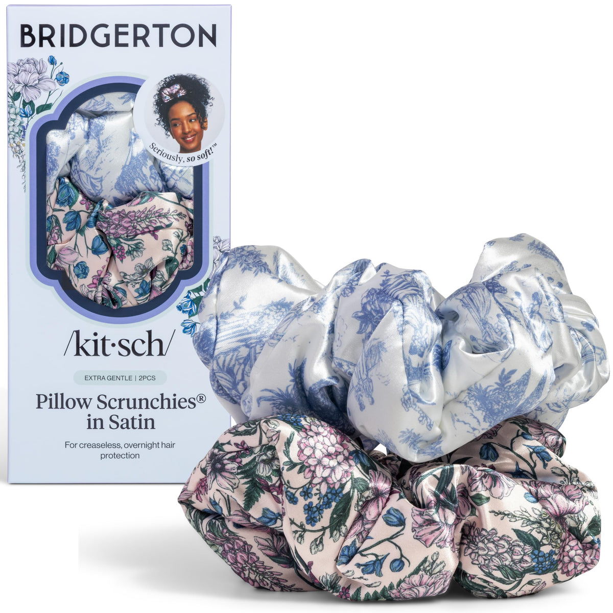 Kitsch Ultra-Petite Satin Scrunchies for Women - No Crease, Frizz-Free Sleep | Softer Than Silk Scrunchies Gentle On Hair Scrunchies for All Hair Types | Stylish Hair Accessories- Cherry Blossom, 5pcs