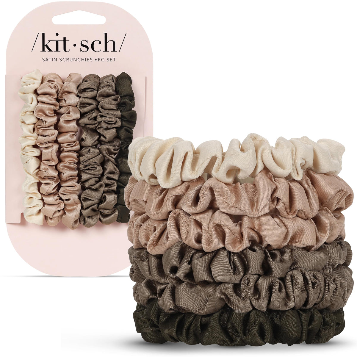 Kitsch Ultra-Petite Satin Scrunchies for Women - No Crease, Frizz-Free Sleep | Softer Than Silk Scrunchies Gentle On Hair Scrunchies for All Hair Types | Stylish Hair Accessories- Cherry Blossom, 5pcs