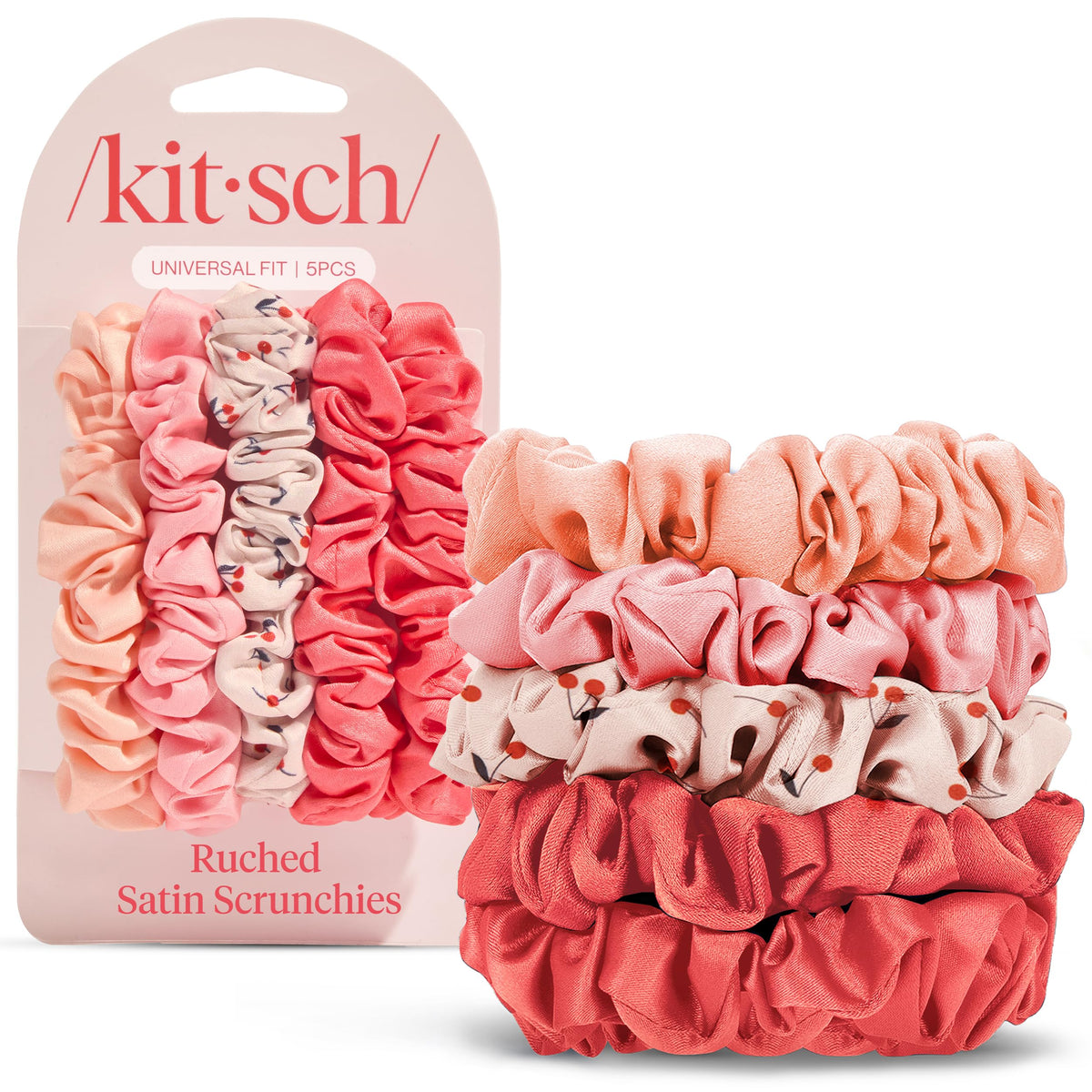 Kitsch Ultra-Petite Satin Scrunchies for Women - No Crease, Frizz-Free Sleep | Softer Than Silk Scrunchies Gentle On Hair Scrunchies for All Hair Types | Stylish Hair Accessories - Eucalyptus, 6pcs