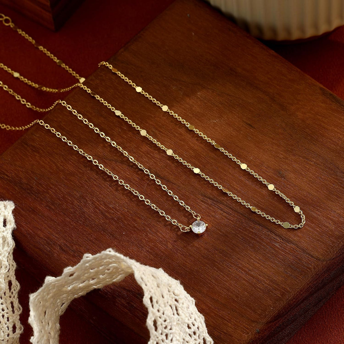 Coshilta Layered Gold Necklaces for Women, 14K Plated Gold Sterling Silver Plated Dainty Pendant Necklace Set with Cubic Zirconia,Stackable Chain Choker,Trendy Personalized Jewelry Gift Non Tarnish