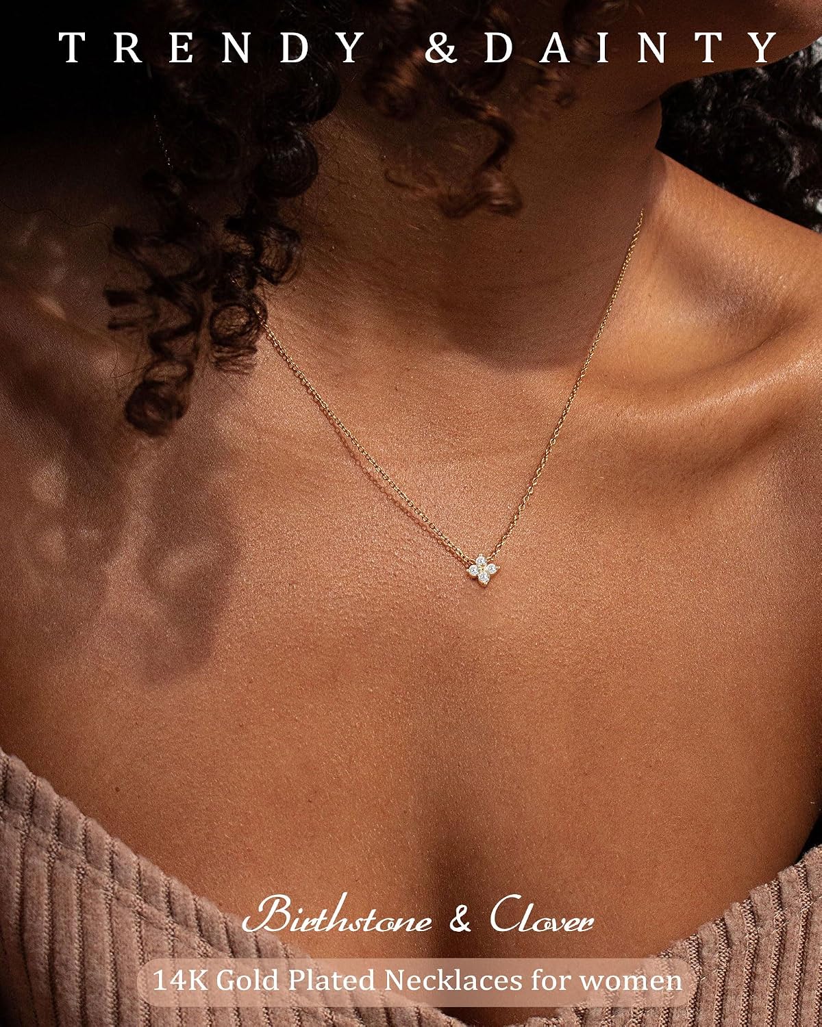 ZHESHY Birthstone Gold Necklaces for Women Dainty Non Tarnish 14K Gold Plated Diamond Necklace Cubic Zirconia Pendant Necklaces Women Gold Trendy Jewelry Bridesmaid Birthday Gifts