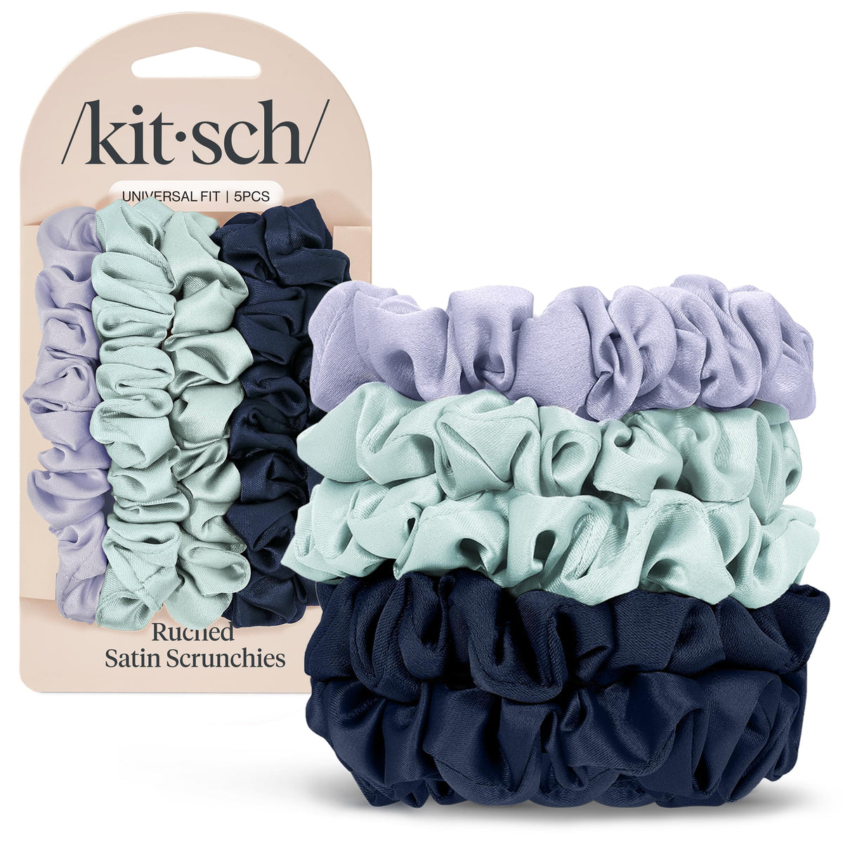 Kitsch Ultra-Petite Satin Scrunchies for Women - No Crease, Frizz-Free Sleep | Softer Than Silk Scrunchies Gentle On Hair Scrunchies for All Hair Types | Stylish Hair Accessories- Cherry Blossom, 5pcs