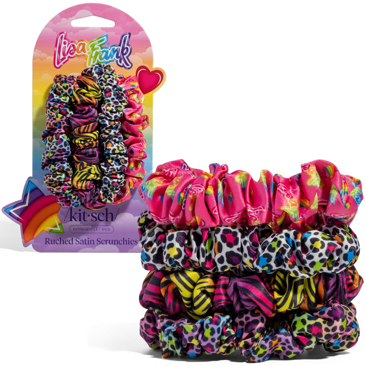 Kitsch Ultra-Petite Satin Scrunchies for Women - No Crease, Frizz-Free Sleep | Softer Than Silk Scrunchies Gentle On Hair Scrunchies for All Hair Types | Stylish Hair Accessories- Cherry Blossom, 5pcs