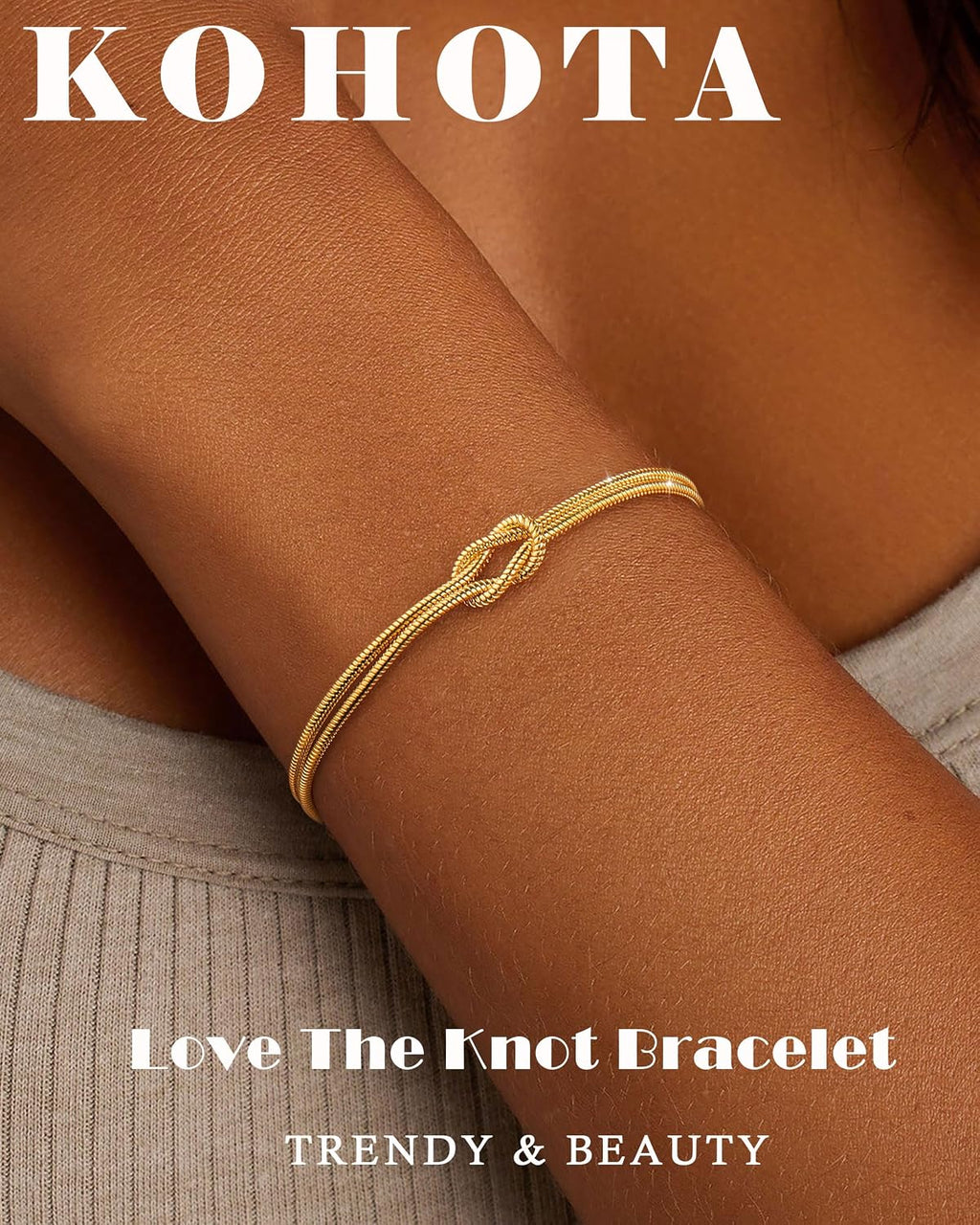 KOHOTA Silver Gold Bracelets for Women Trendy 14K Gold Plated Bracelet for Women Non Tarnish Dainty Stackable Layered Chain Heart Pearl Knot Beaded Bracelets Stack Set Charm Mothers Day Jewelry Gifts