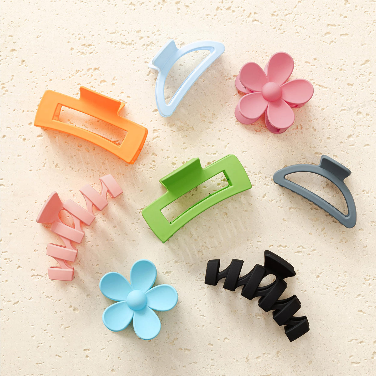 8PCS Hair Clips for Women, Flower Claw Clips for Thick Hair, Non-Slip Hair Accessories with Multi-Styles, Neutral Colors Hair Claw Clips and Variety Pack, Ideal for Girls