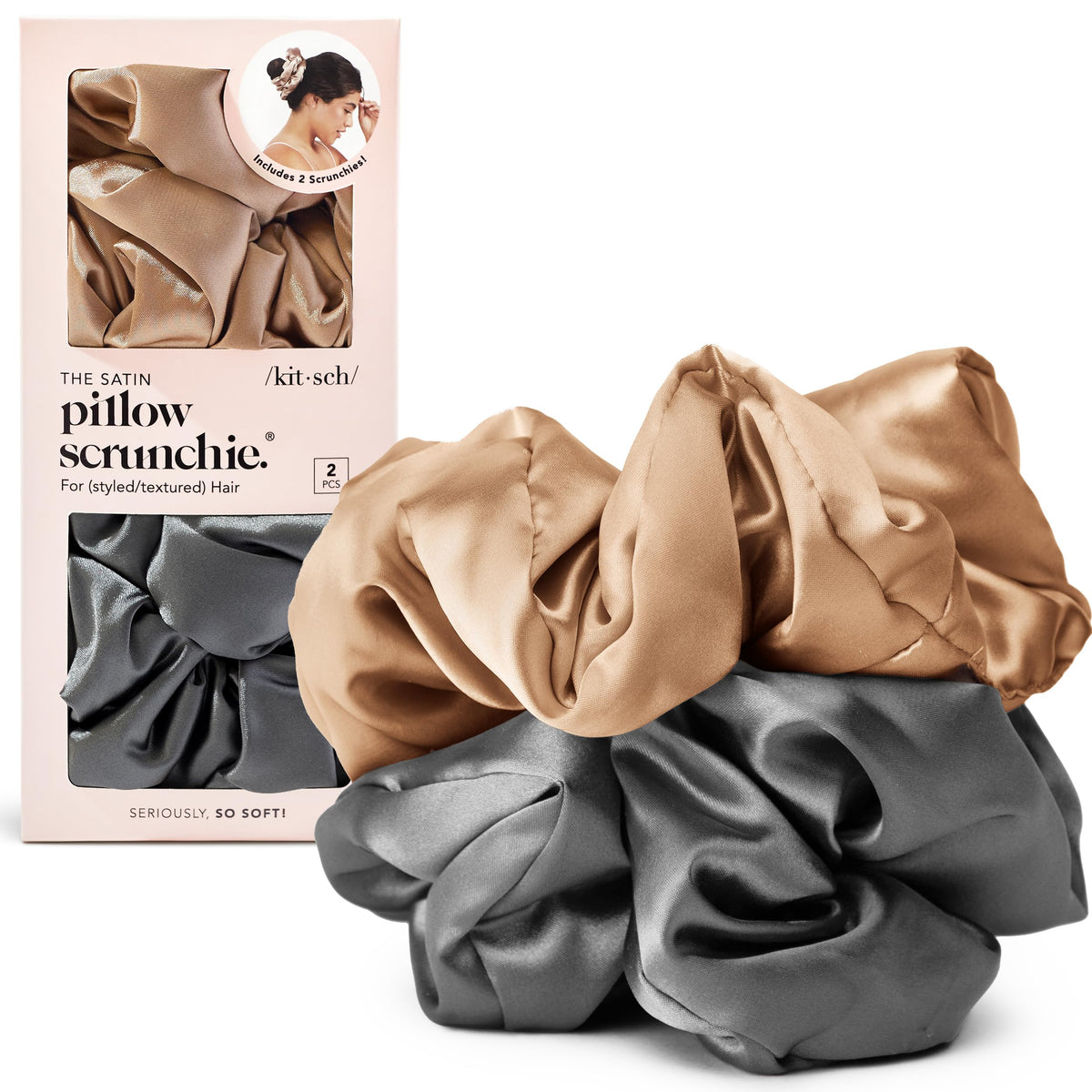 Kitsch Ultra-Petite Satin Scrunchies for Women - No Crease, Frizz-Free Sleep | Softer Than Silk Scrunchies Gentle On Hair Scrunchies for All Hair Types | Stylish Hair Accessories- Cherry Blossom, 5pcs