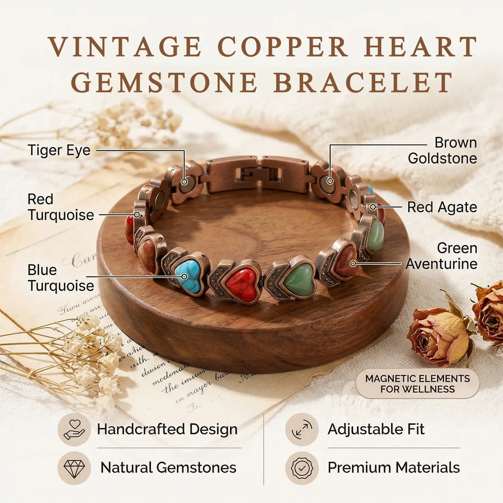 Copper Bracelet for Women, Pure Copper Magnetic Bracelets ,Natural Unique Gemstone,Gifts for Women Trendy Stack Bangle Trendy Jewellery Accessories