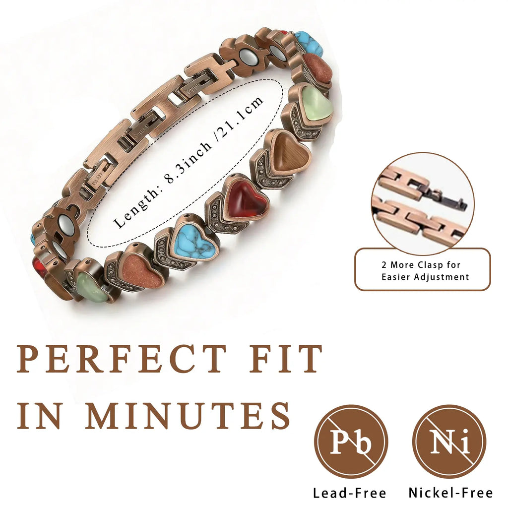 Copper Bracelet for Women, Pure Copper Magnetic Bracelets ,Natural Unique Gemstone,Gifts for Women Trendy Stack Bangle Trendy Jewellery Accessories