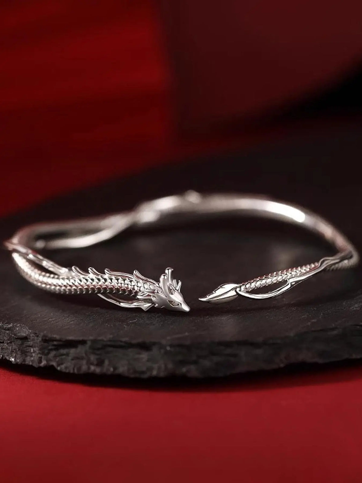 Vintage Dragon Design Adjustable Open Bracelet, Adjustable Minimalist Bangle, Creative and Unique Women's Daily Commute Accessory, Versatile Fashion Jewelry