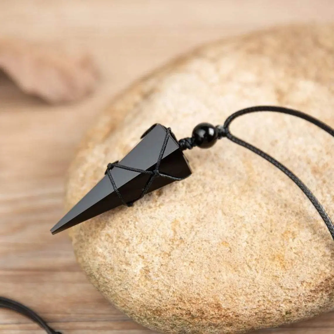 SofiaDesignsBoutique Natural Obsidian Stone Necklace, Boho Style Gemstone Pendant for Women with Adjustable Rope, Unique Handmade Jewelry Gift, Adjustable Length Necklace, Necklaces