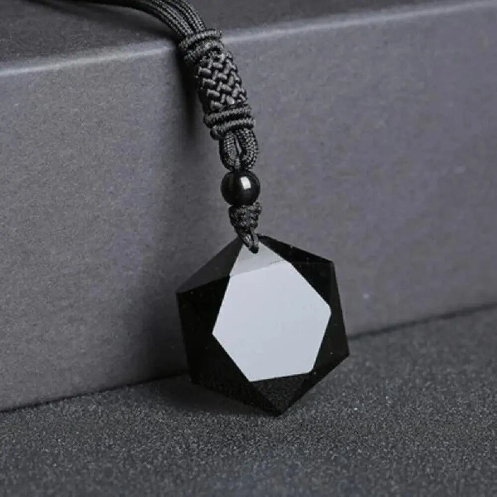 SofiaDesignsBoutique Natural Obsidian Stone Necklace, Boho Style Gemstone Pendant for Women with Adjustable Rope, Unique Handmade Jewelry Gift, Adjustable Length Necklace, Necklaces