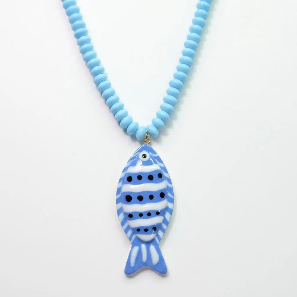 Dopamine Tropical Fish Beaded Necklace - Colorful Handmade Animal Pendant, Summer Beach Aesthetic Jewelry, Boho Mixed Seed Bead Choker for Hawaii Vacation, Fun Y2K Statement Gift for Her,summeroutfits,vacationoutfits,beachoutfits