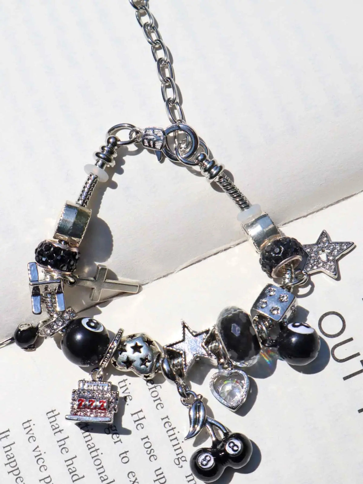 8-Ball Cherry Charm Bracelet, Star Girl Bracelet, Devil Number 777 Bracelet, Fashion Street Retro Heart Bracelet, Beaded Charm Bracelet, Bracelet With Charms, Fashionable Bracelet, Jewelry Bracelet