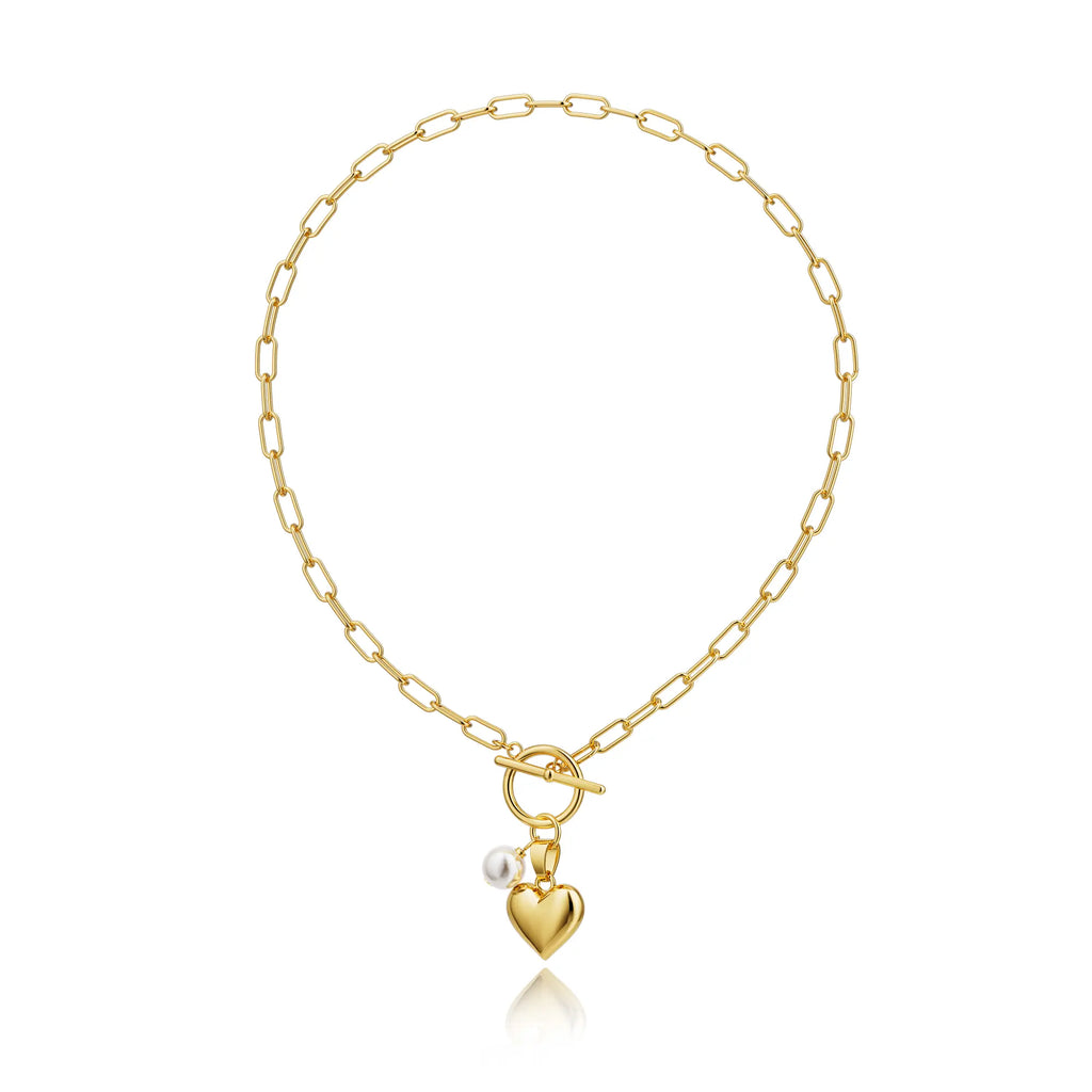 Tewiky Best Gift For Mothers Day Greenish Jewelry Necklaces Valentine's Day Gift Chunky Gold Layered Heart Pendant Bold Chain with Toggle Clasp for Women,Waterproof Hypoallergenic Chunky Statement Jewelry for WomenFashion Jewelry Items Holiday gifts