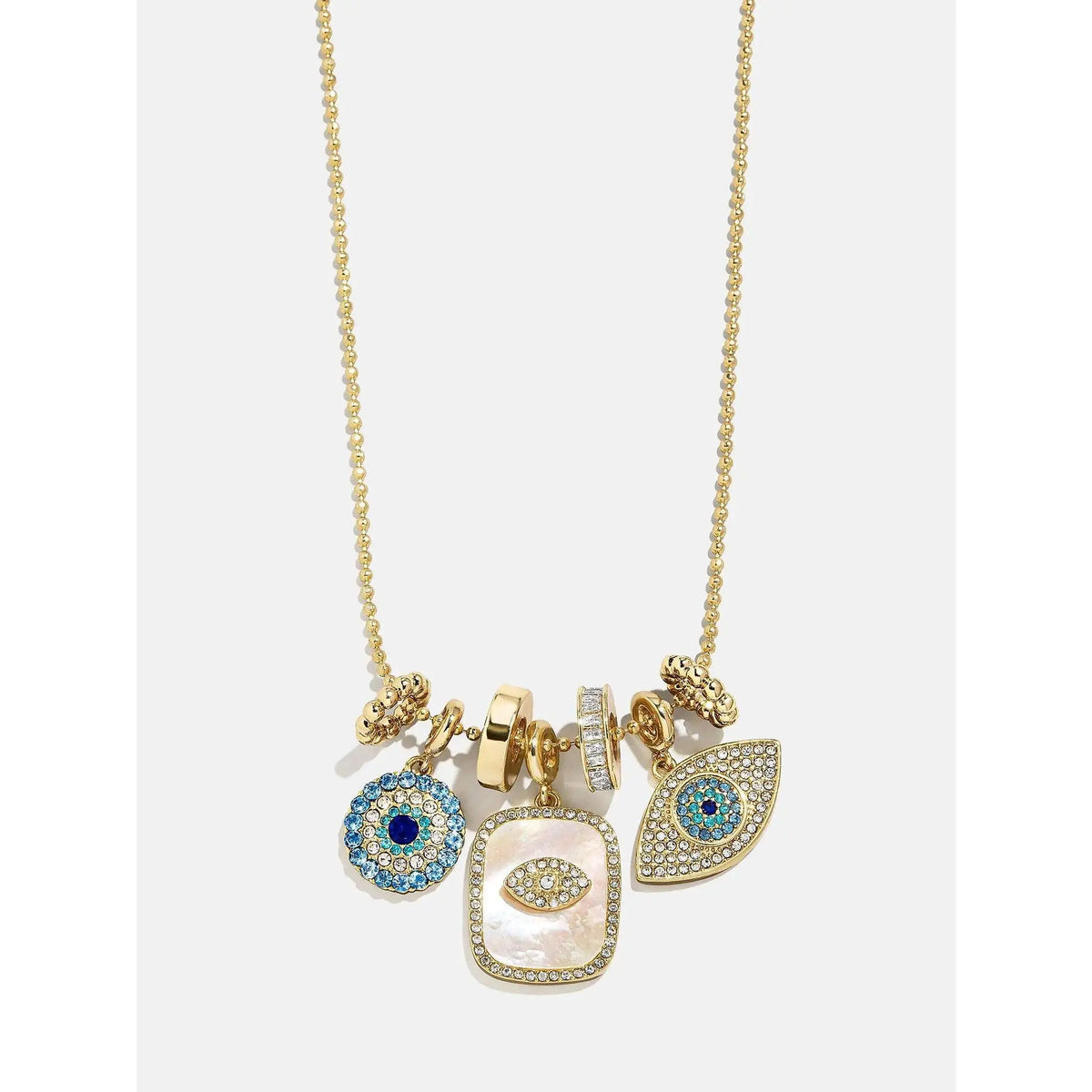 Women's Turquoise Evil Eye Gingham Charm Necklace - Female Beaded Business Jewelry with Durable Chain-Link Pendant for Daily Wear