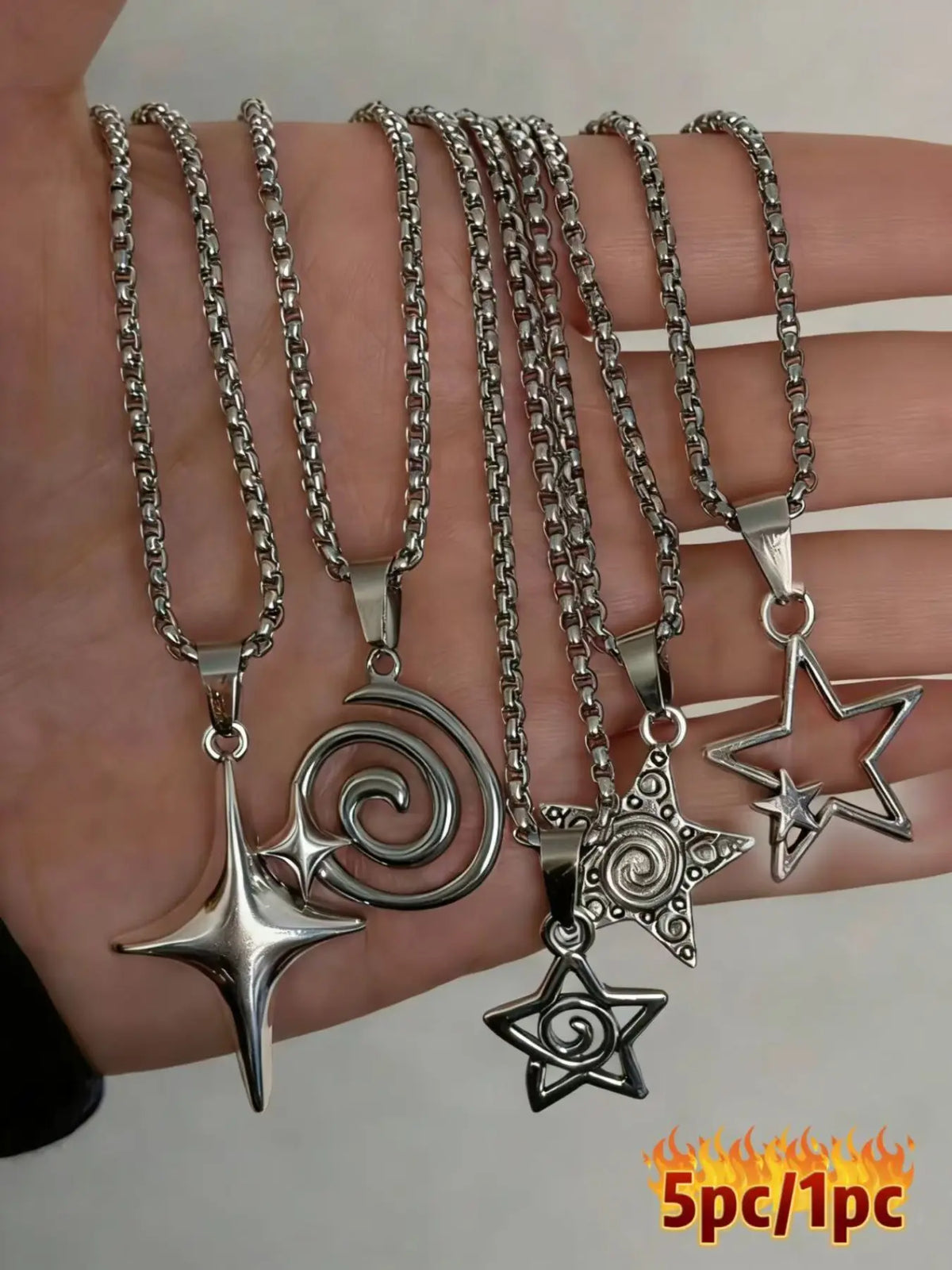 Vintage Gothic Stainless Steel Chain Necklace Set, 6-Piece Punk-Style Pendant Jewelry for Women and Men, Ideal Gift for All Occasions