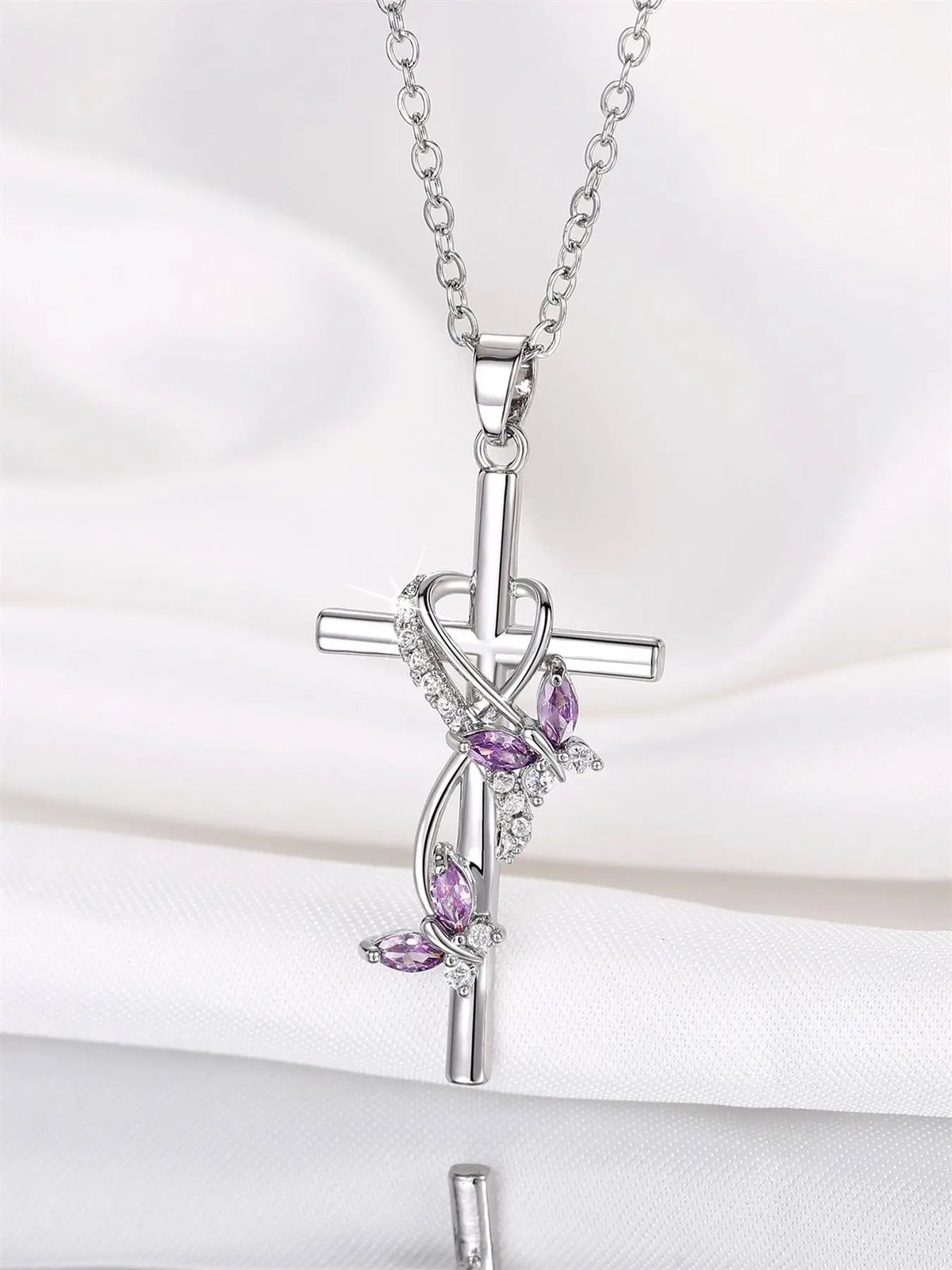Women's Elegant Cross Charm Decor Pendant Necklace, Exquisite Trendy Pendant Necklace, Chic Jewelry As Gift for Girlfriend, Coptic Cross Necklace, Faith Necklace, Cross Chain Design