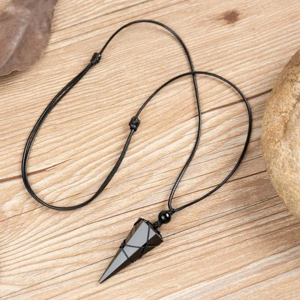 SofiaDesignsBoutique Natural Obsidian Stone Necklace, Boho Style Gemstone Pendant for Women with Adjustable Rope, Unique Handmade Jewelry Gift, Adjustable Length Necklace, Necklaces