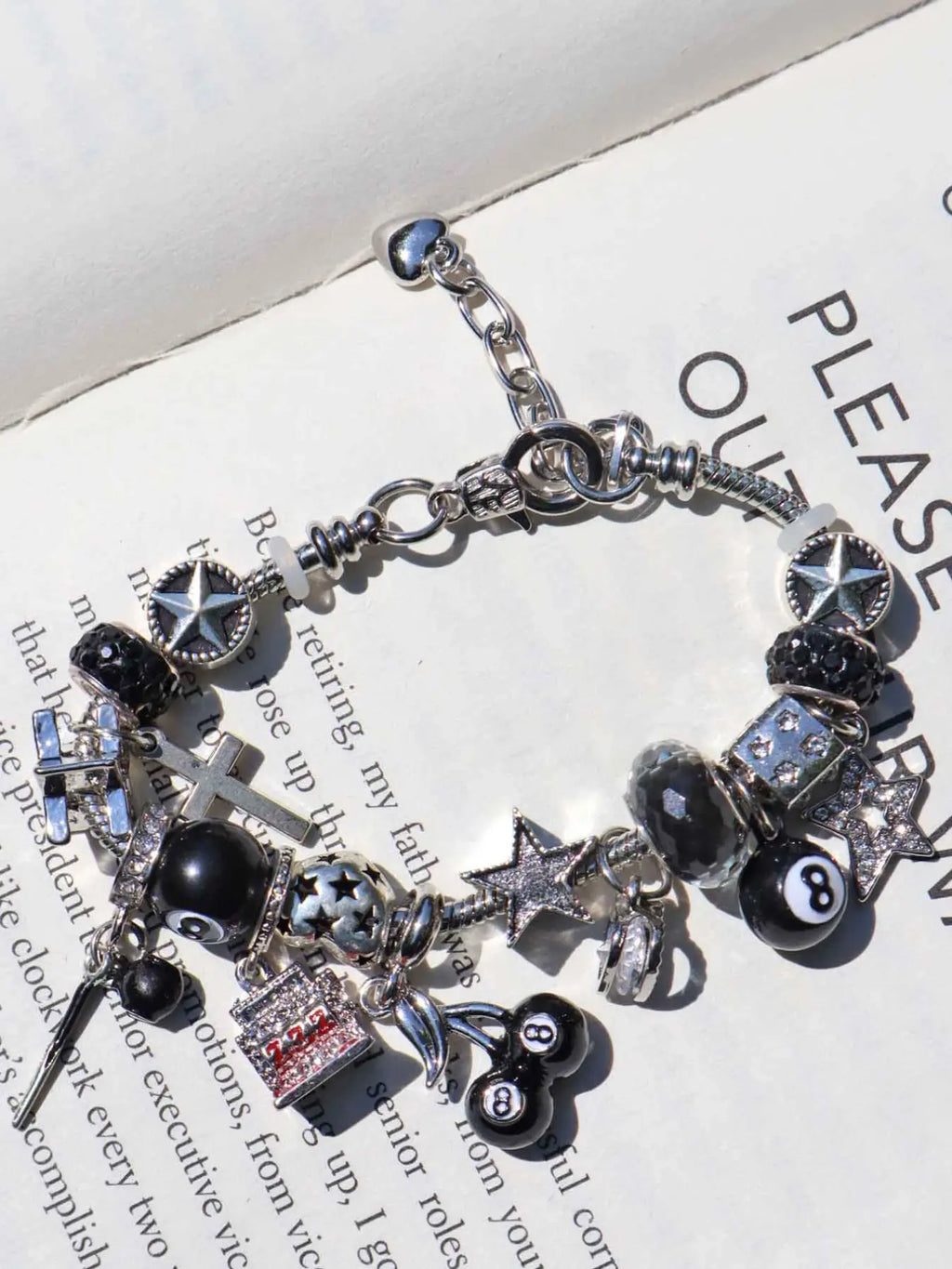 8-Ball Cherry Charm Bracelet, Star Girl Bracelet, Devil Number 777 Bracelet, Fashion Street Retro Heart Bracelet, Beaded Charm Bracelet, Bracelet With Charms, Fashionable Bracelet, Jewelry Bracelet