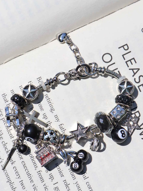 8-Ball Cherry Charm Bracelet, Star Girl Bracelet, Devil Number 777 Bracelet, Fashion Street Retro Heart Bracelet, Beaded Charm Bracelet, Bracelet With Charms, Fashionable Bracelet, Jewelry Bracelet