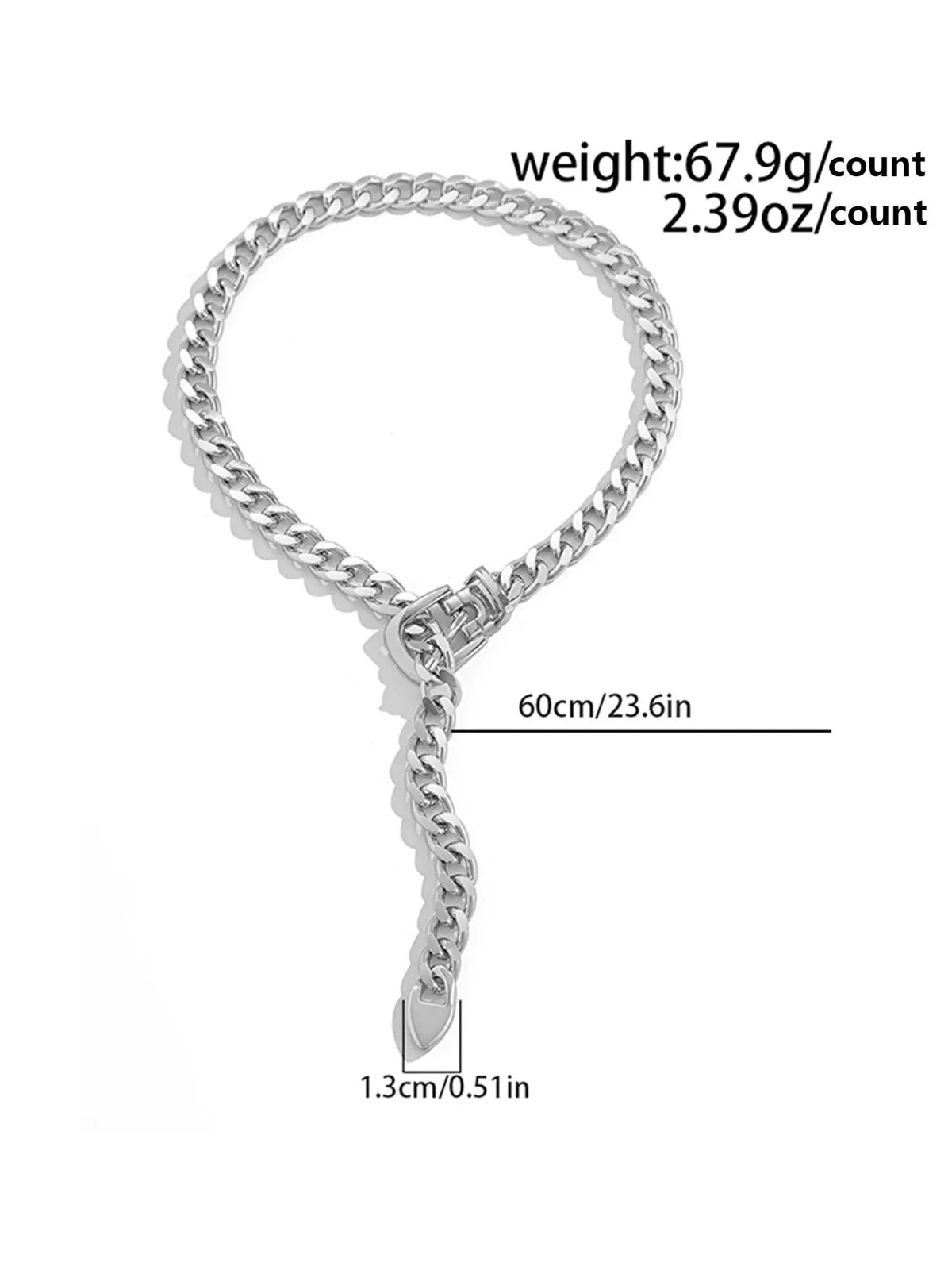Unisex Punk Style Belt Design Chunky Chain Necklace, Street Trendy Minimalist Chain Necklace, Cuban Link Necklace, Fashionable Hip Hop Jewelry for Party & Daily Decor for Women & Men, Trendy Fashionable Accessories