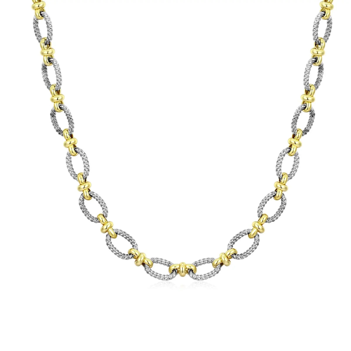 Aprilery Trendy Two-Tone Chain Necklace for Women - 18.9 Inch Silver & Gold Link Design, Hypoallergenic & Durable, Perfect Gift for Special Occasions