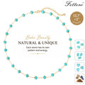 Fettero Turquoise Beaded Gold-Plated Necklace for Women, Brass Chain Necklace, Adjustable Necklace, In Summer Beach Necklaces Boho Necklaces Handmade Western Jewelry Gift for Her DealsForYouDays WeeklyDeals summerwins