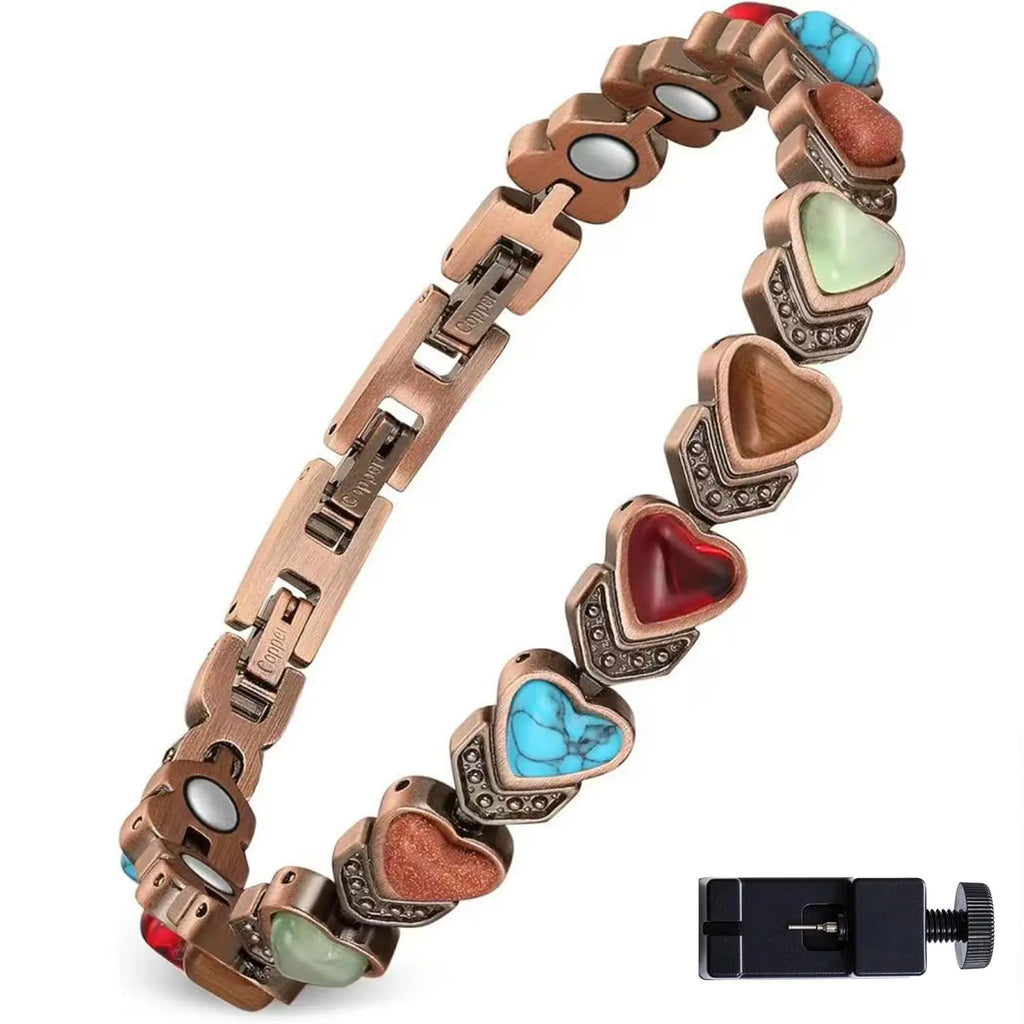 Copper Bracelet for Women, Pure Copper Magnetic Bracelets ,Natural Unique Gemstone,Gifts for Women Trendy Stack Bangle Trendy Jewellery Accessories